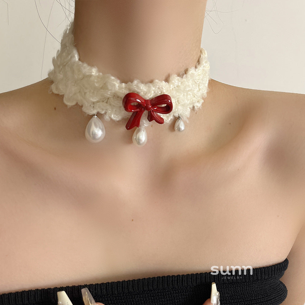 Evy Pearl Bow Choker [WGLBHNIC]