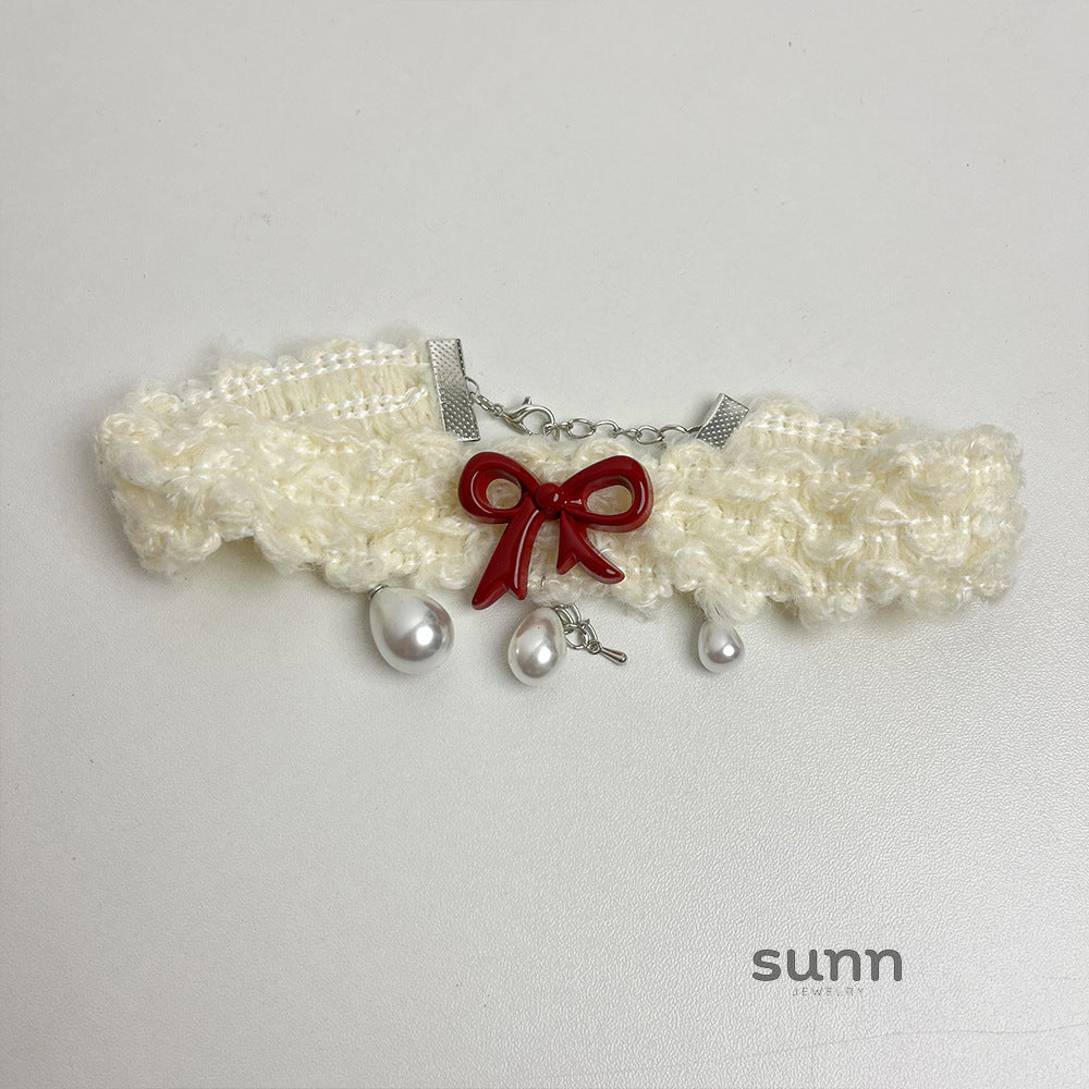Evy Pearl Bow Choker [X6CX7J0Z]