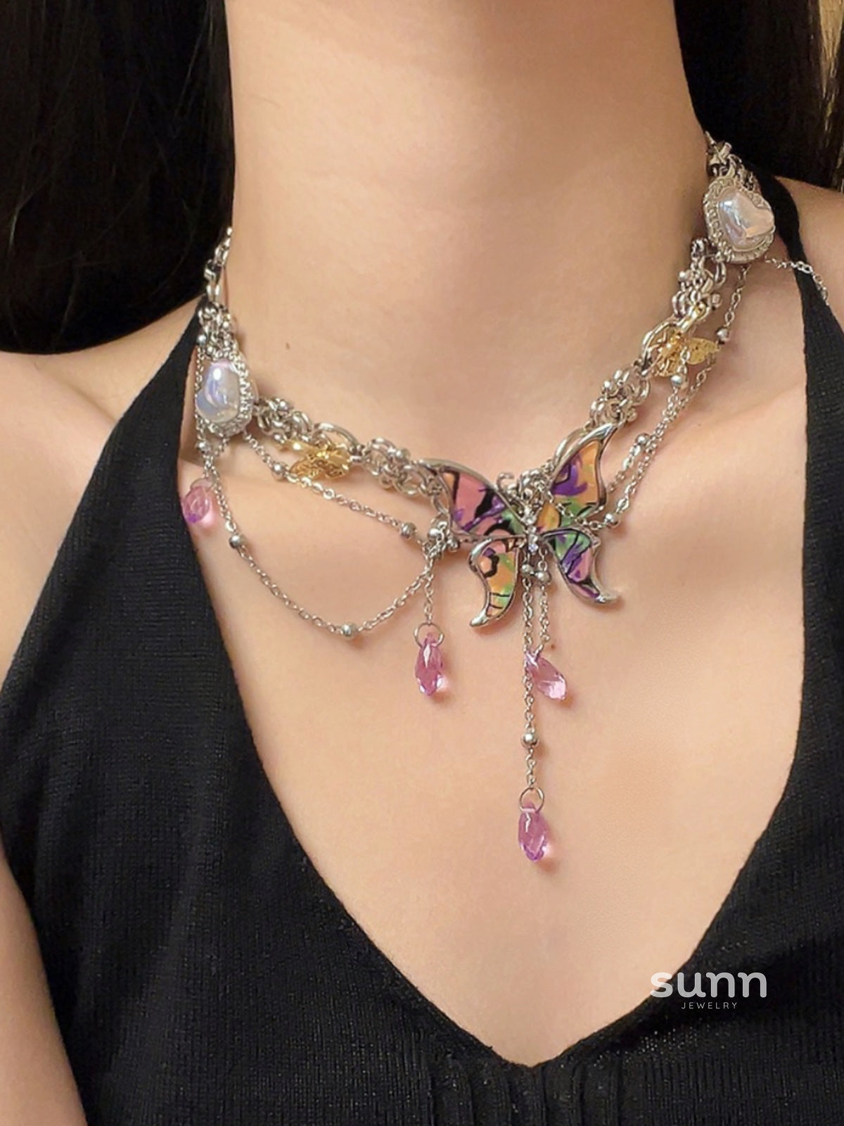 Ezri Butterfly Tassel Clavicle Necklace [LYLPXRW0]