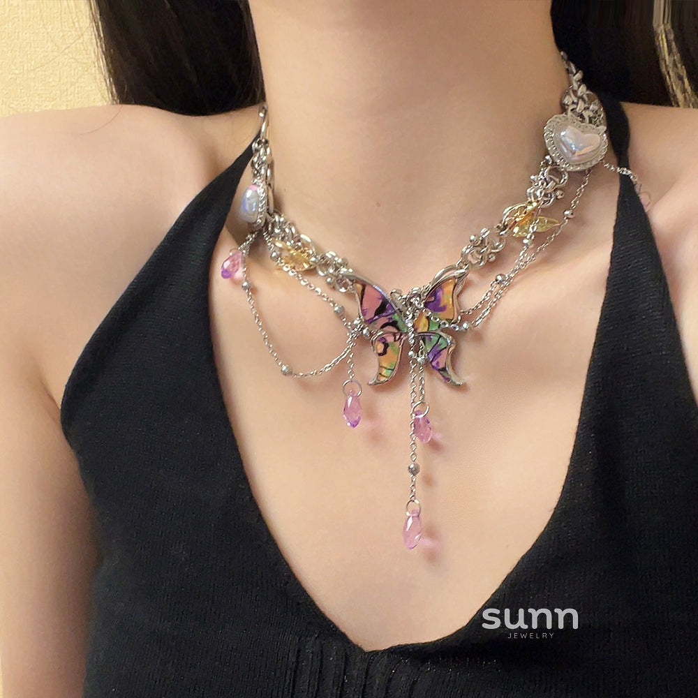 Ezri Butterfly Tassel Clavicle Necklace [O4AJX4SI]