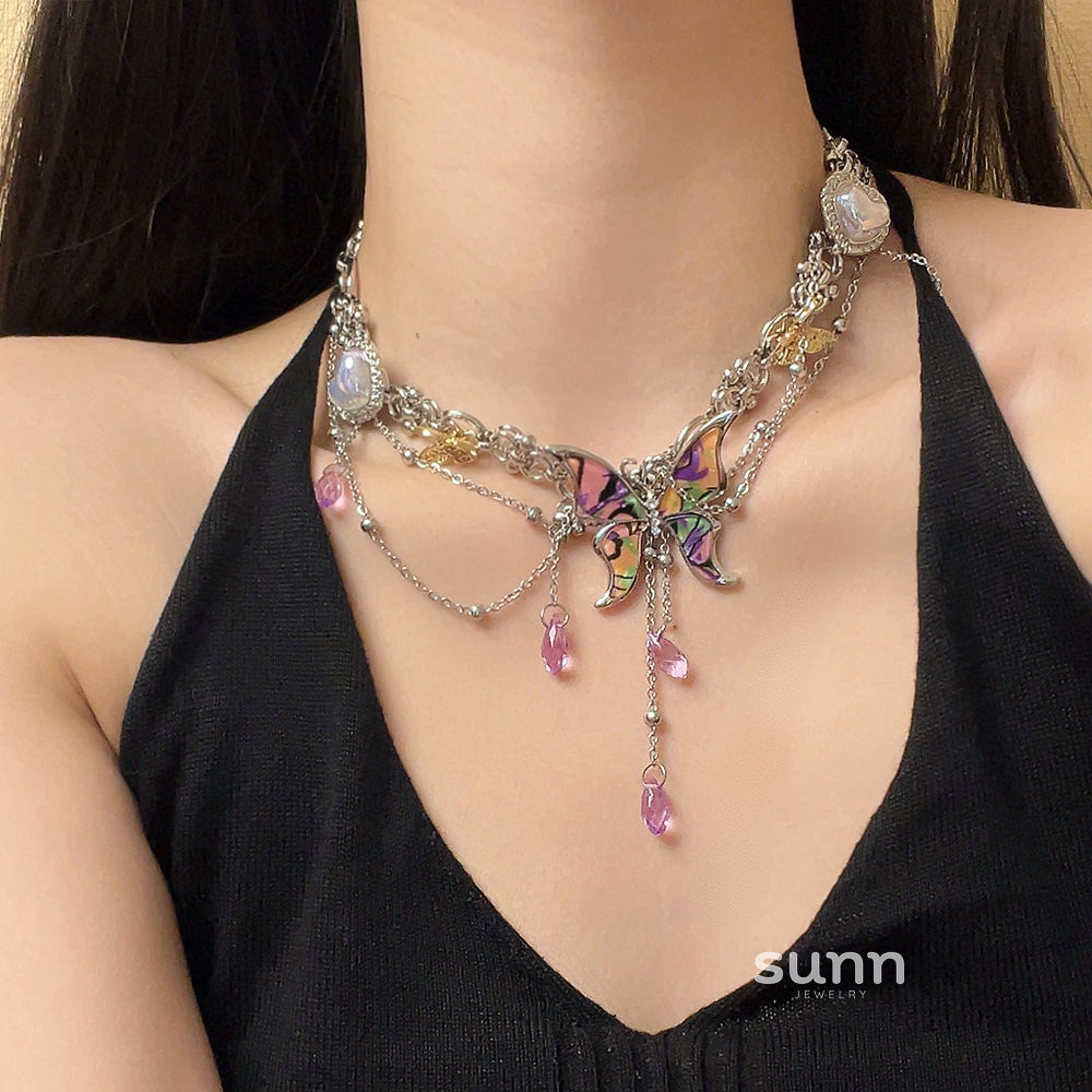 Ezri Butterfly Tassel Clavicle Necklace [ZDZBQXFU]