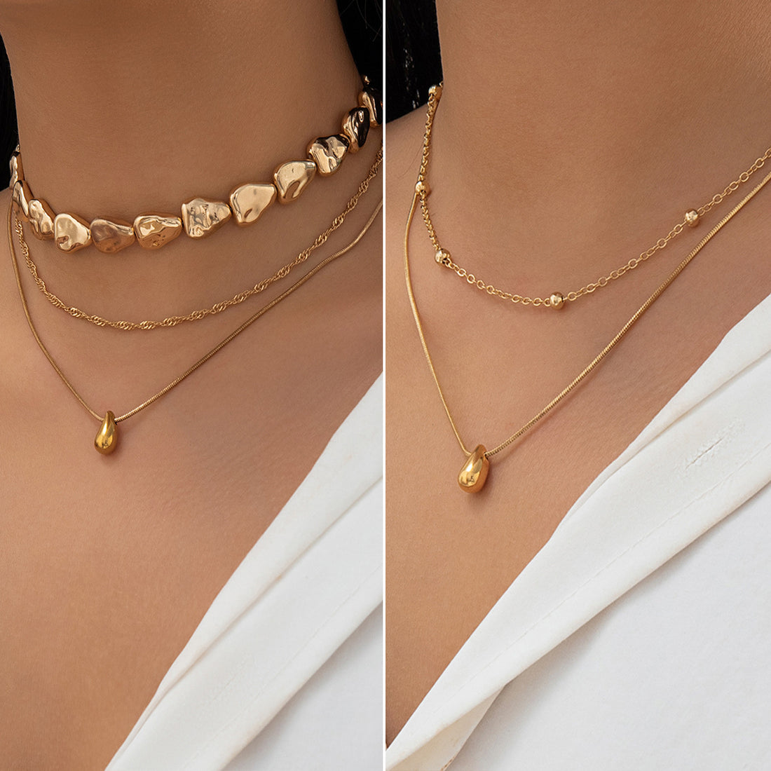 Faiga Sleek Droplet Necklace [718LK3SS]