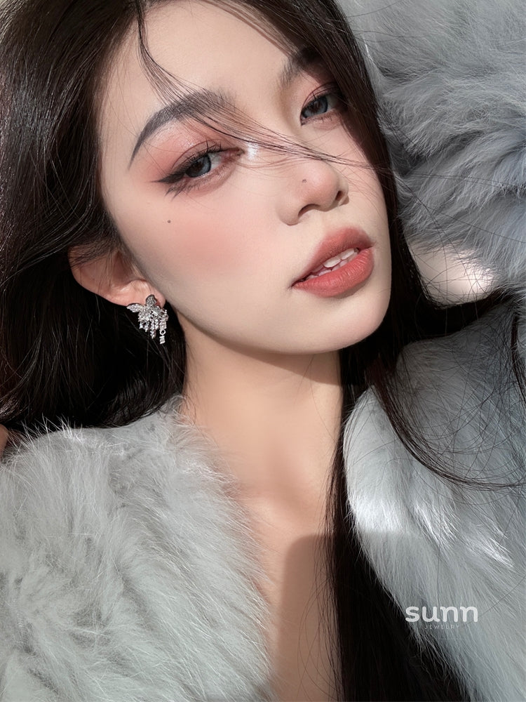 Faiza Zircon Butterfly Drop Earrings [UKKXFJ2Z]