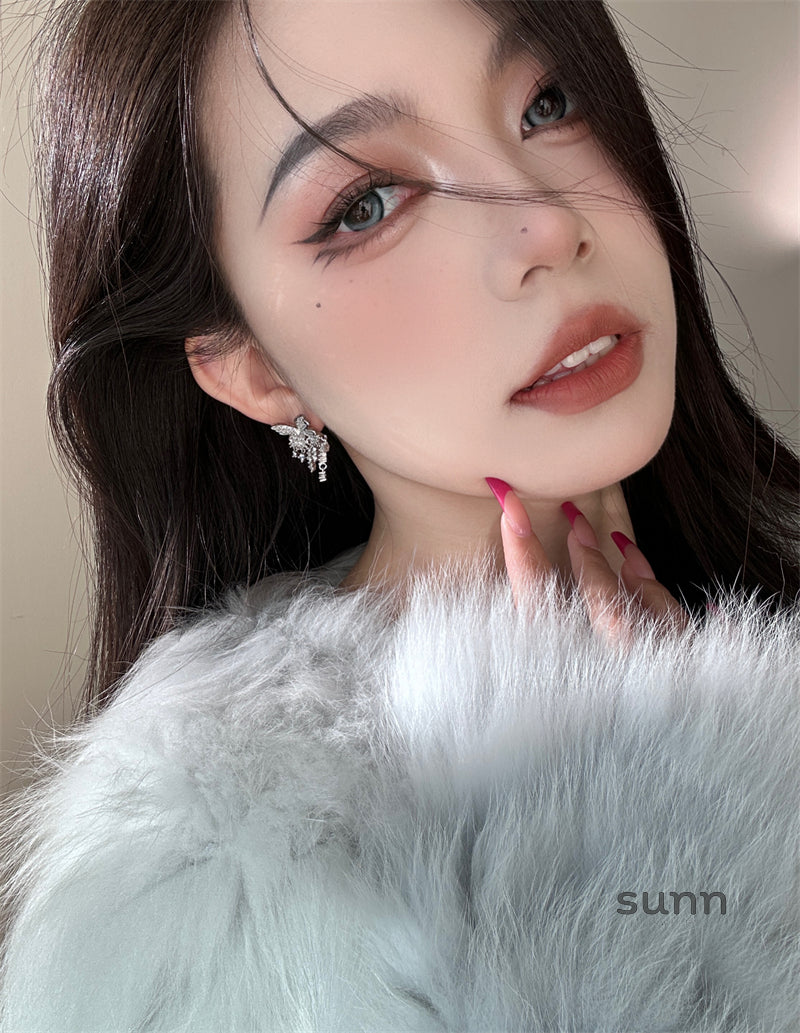 Faiza Zircon Butterfly Drop Earrings [UD7MPNW7]