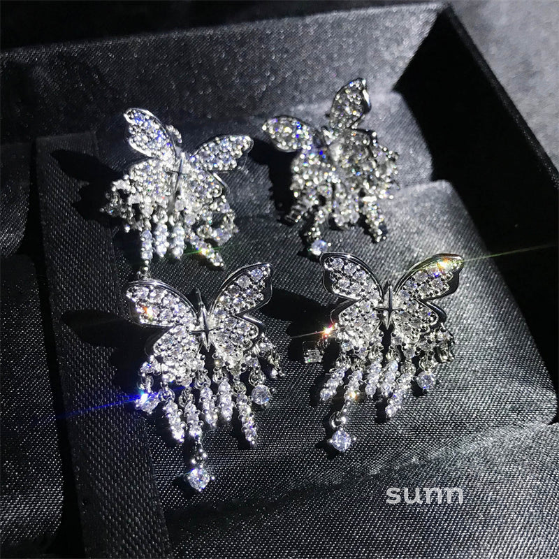Faiza Zircon Butterfly Drop Earrings [IUXEWI39]
