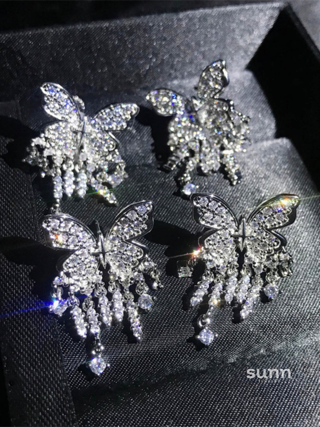 Faiza Zircon Butterfly Drop Earrings [ON68JB6H]