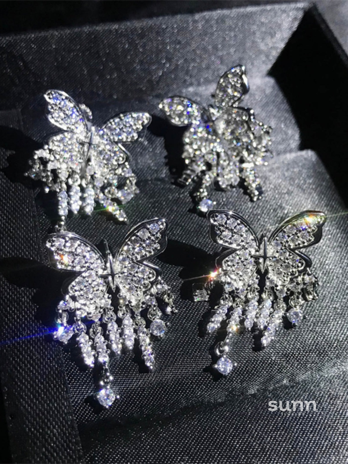 Faiza Zircon Butterfly Drop Earrings [2Z606SEZ]