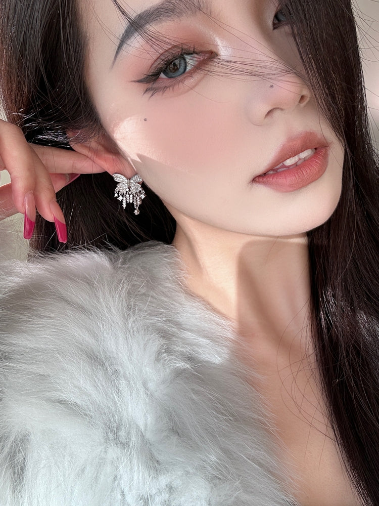 Faiza Zircon Butterfly Drop Earrings [ON68JB6H]