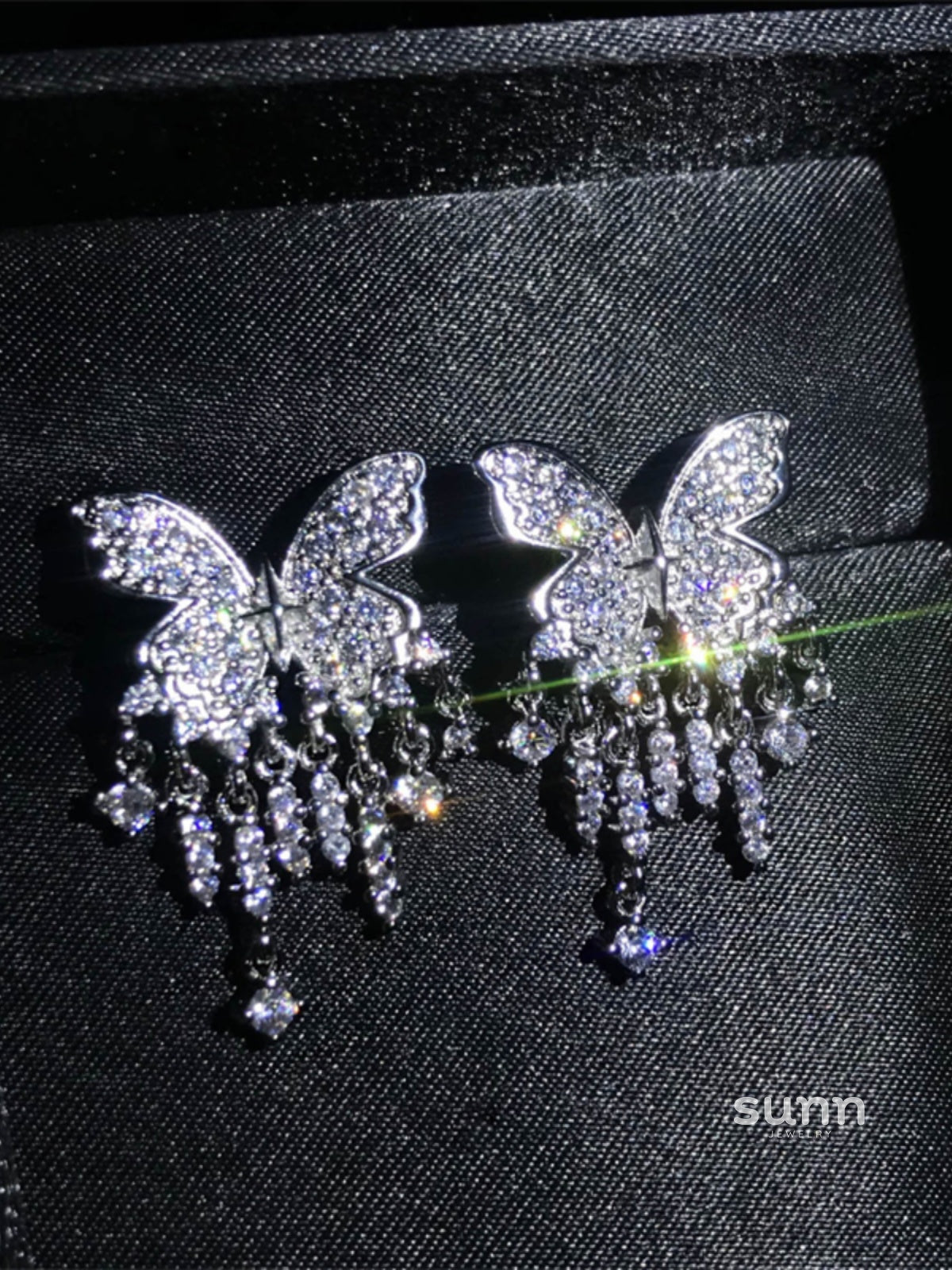 Faiza Zircon Butterfly Drop Earrings [X9YFP9GK]