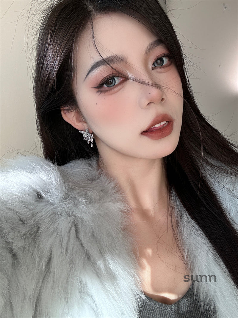 Faiza Zircon Butterfly Drop Earrings [DV881M8Z]