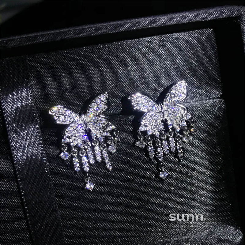 Faiza Zircon Butterfly Drop Earrings [T5ONRHA2]