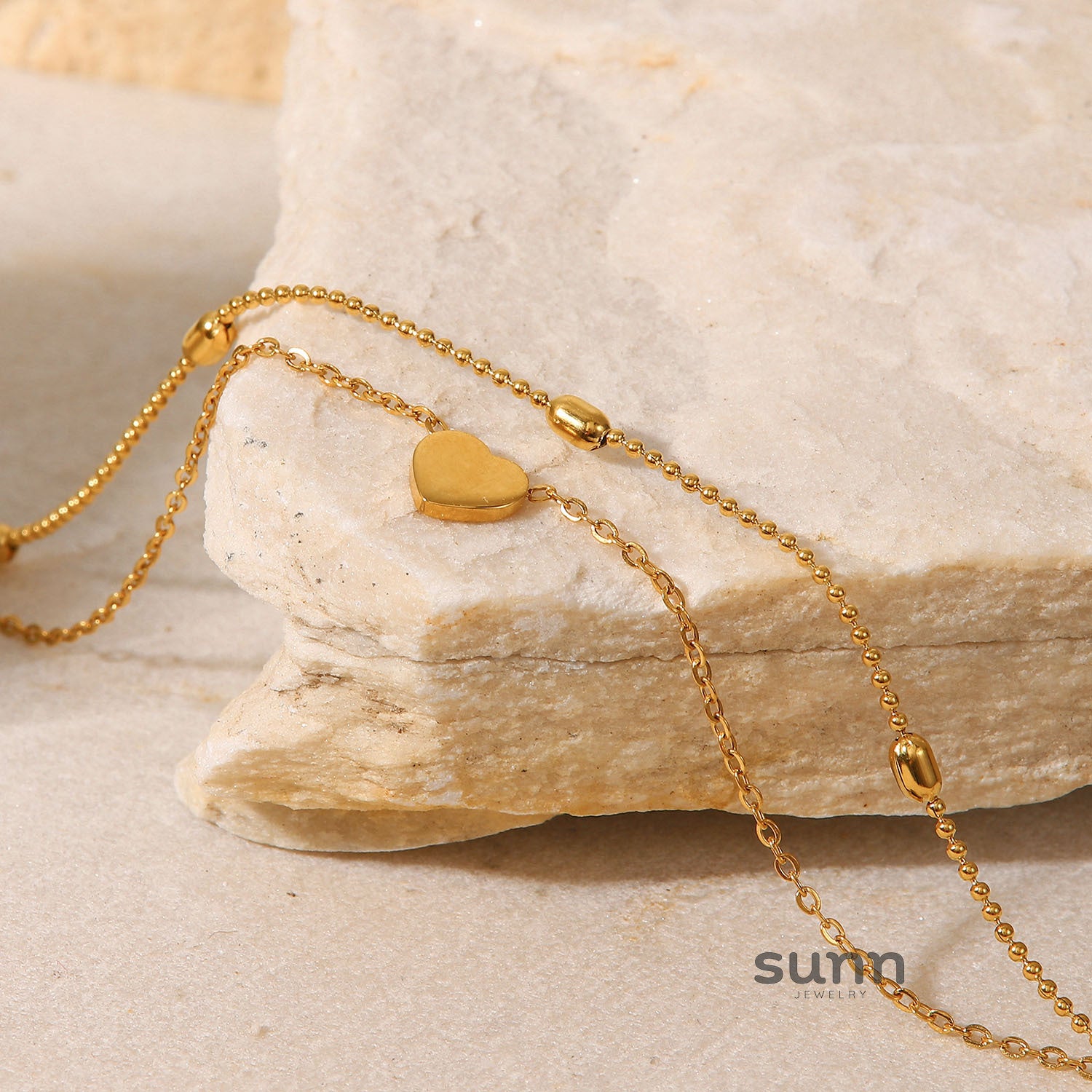 Falynn Gold-Toned Heart Anklet [XU0NXQ1C]