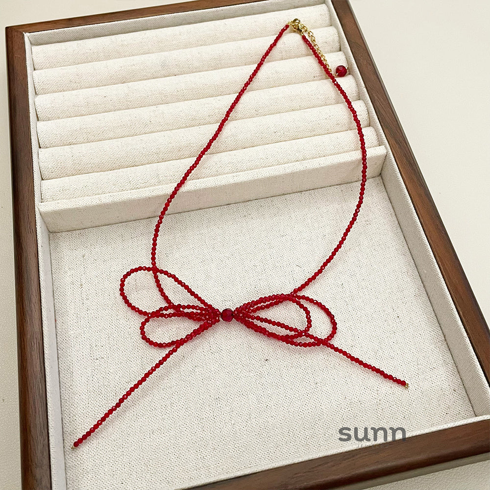 Faye Crystal Bow Choker Necklace [S97EDQFY]