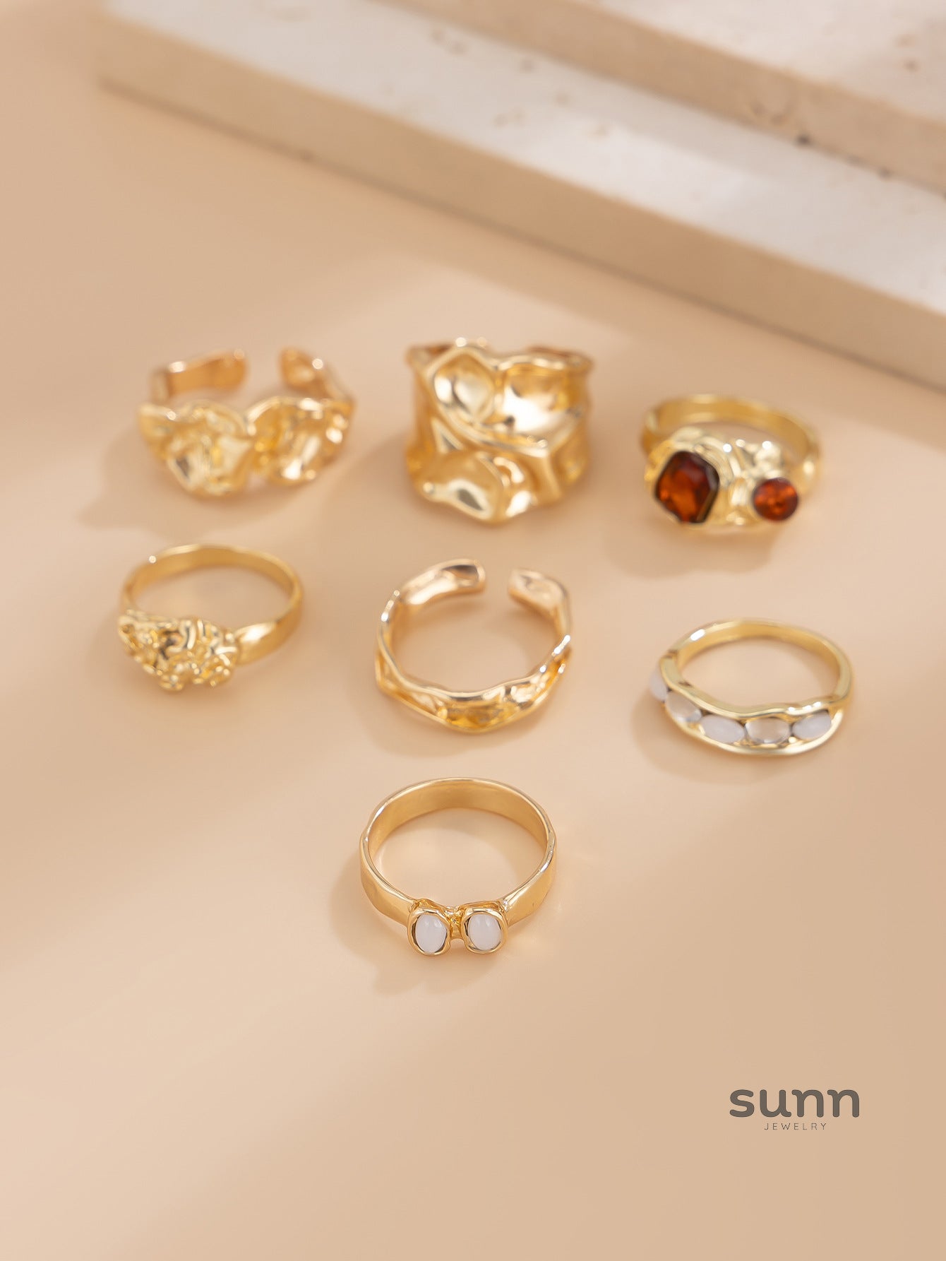 Faye Irregular Pleated Ring Set [VDX7PFGW]