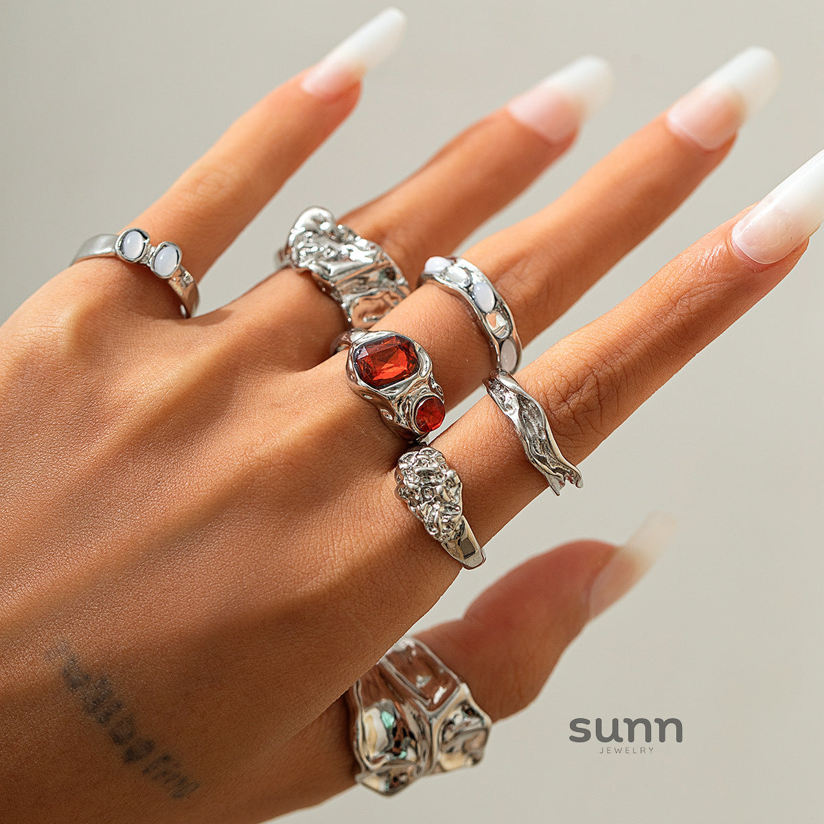 Faye Irregular Pleated Ring Set [UDLJ7G2L]