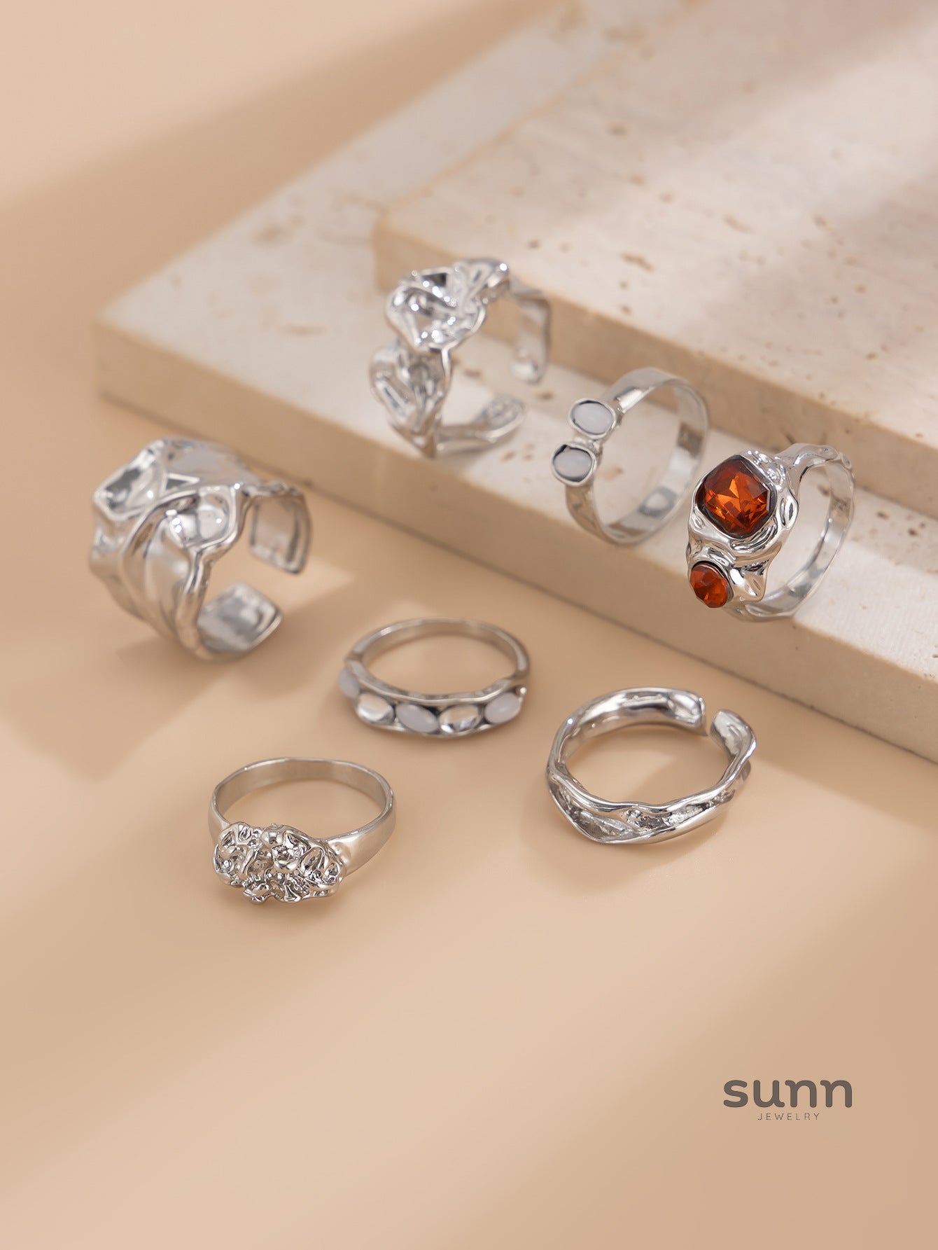 Faye Irregular Pleated Ring Set [D25HK25U]