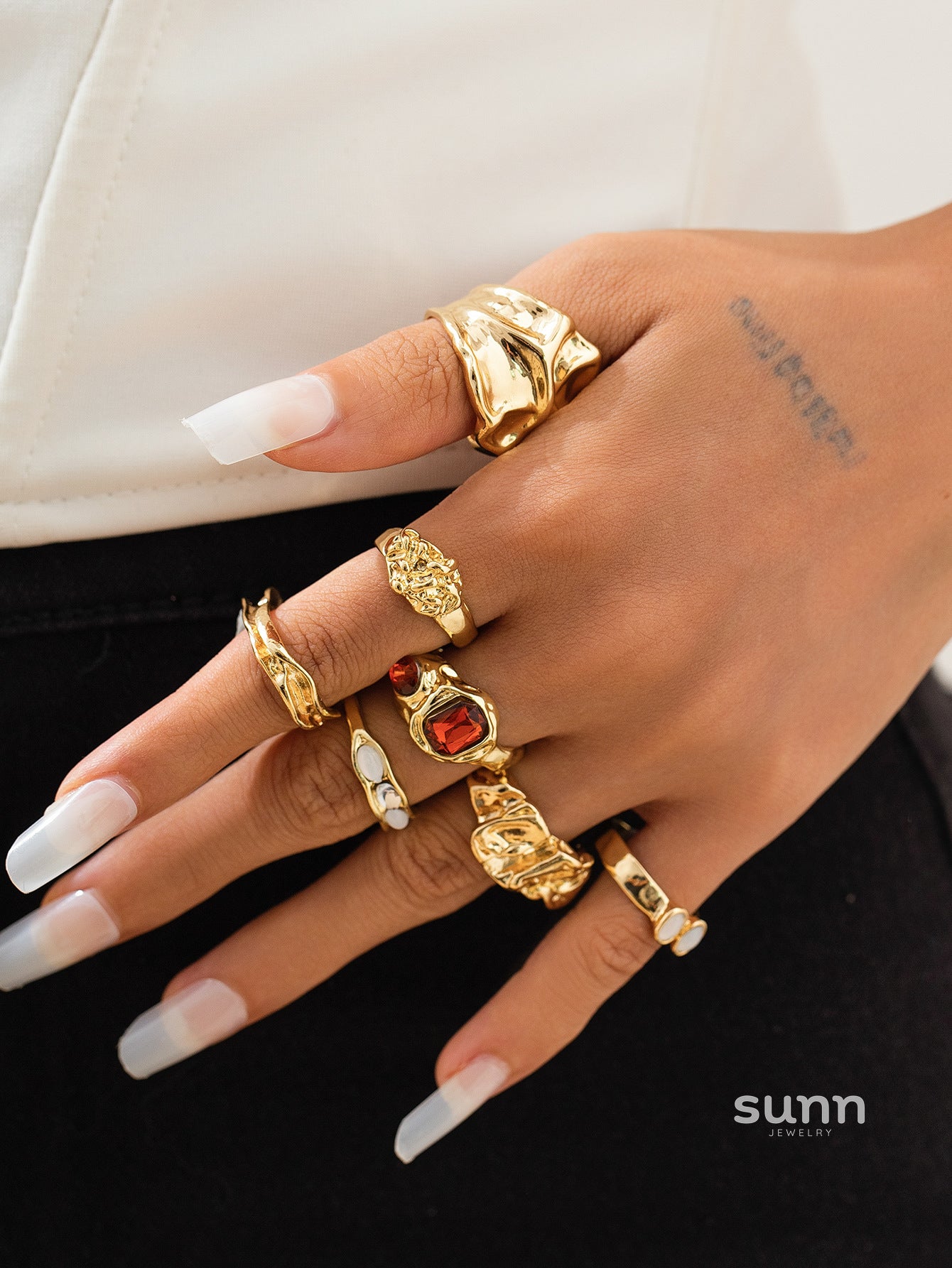 Faye Irregular Pleated Ring Set [EZLW5HYU]