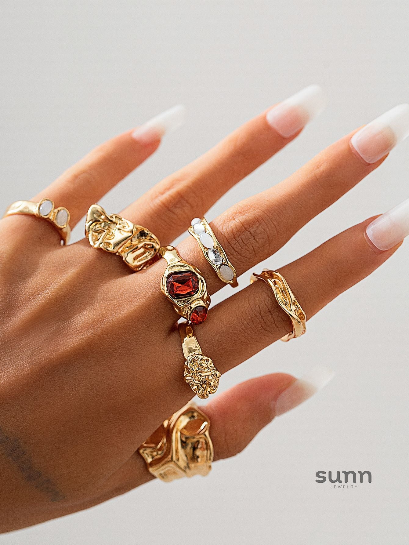 Faye Irregular Pleated Ring Set [ANPQ0CRR]