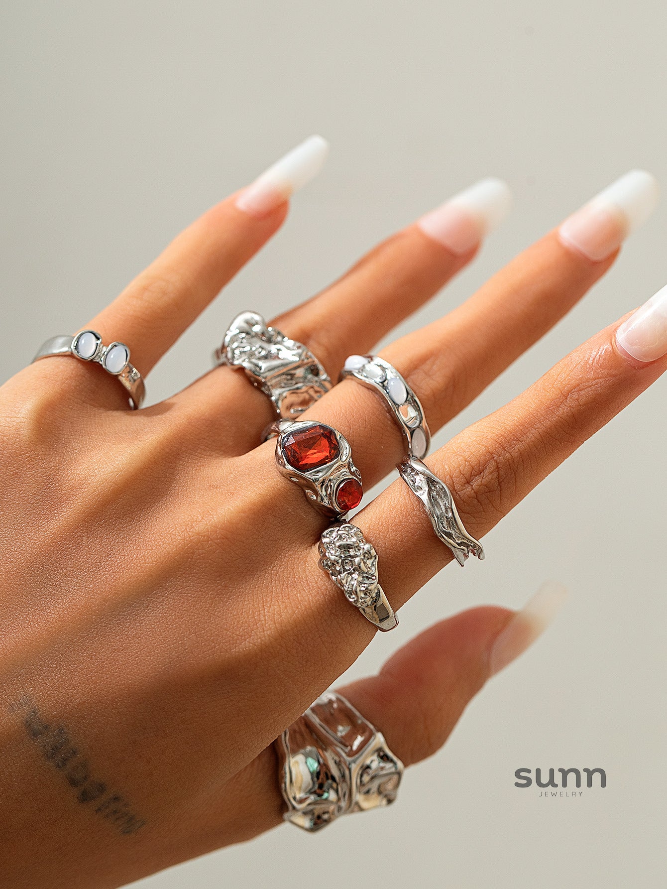 Faye Irregular Pleated Ring Set [BGWFJZX6]