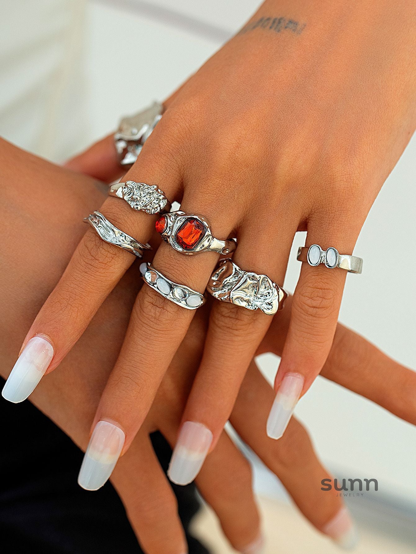 Faye Irregular Pleated Ring Set [PERO01QM]