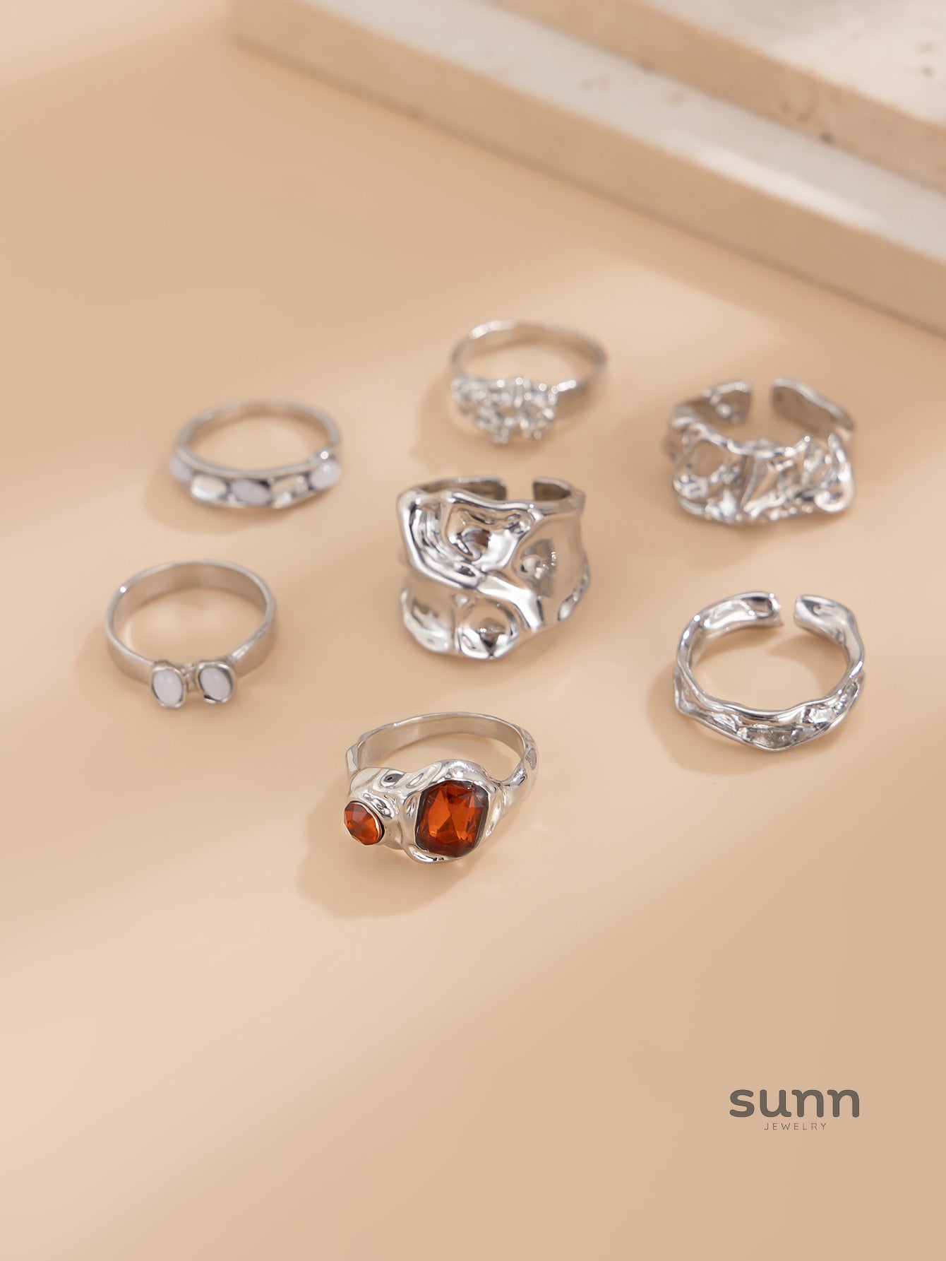Faye Irregular Pleated Ring Set [4TIDWVM5]