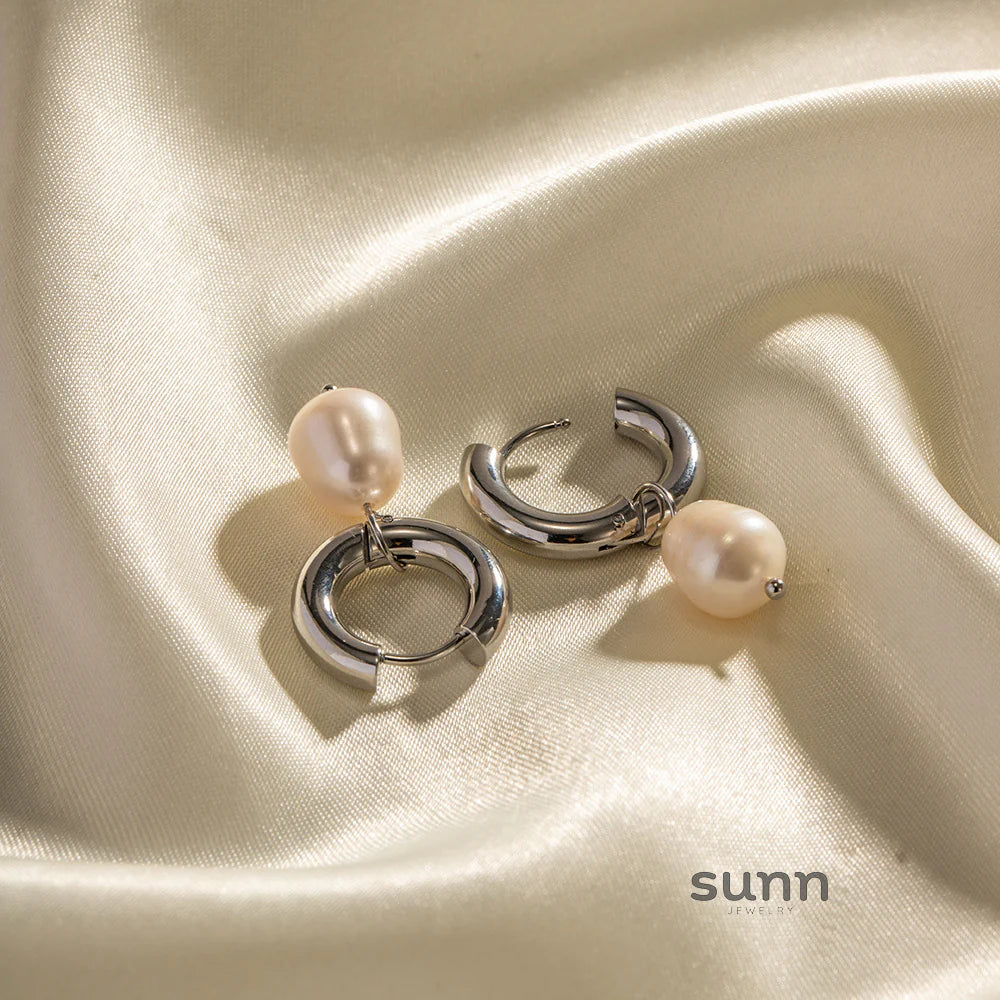 Fiona Pearl Hoop Earrings