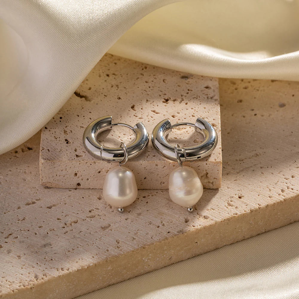 Fiona Pearl Hoop Earrings