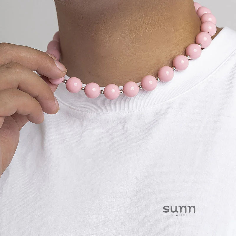Fiona Pink Beaded Necklace
