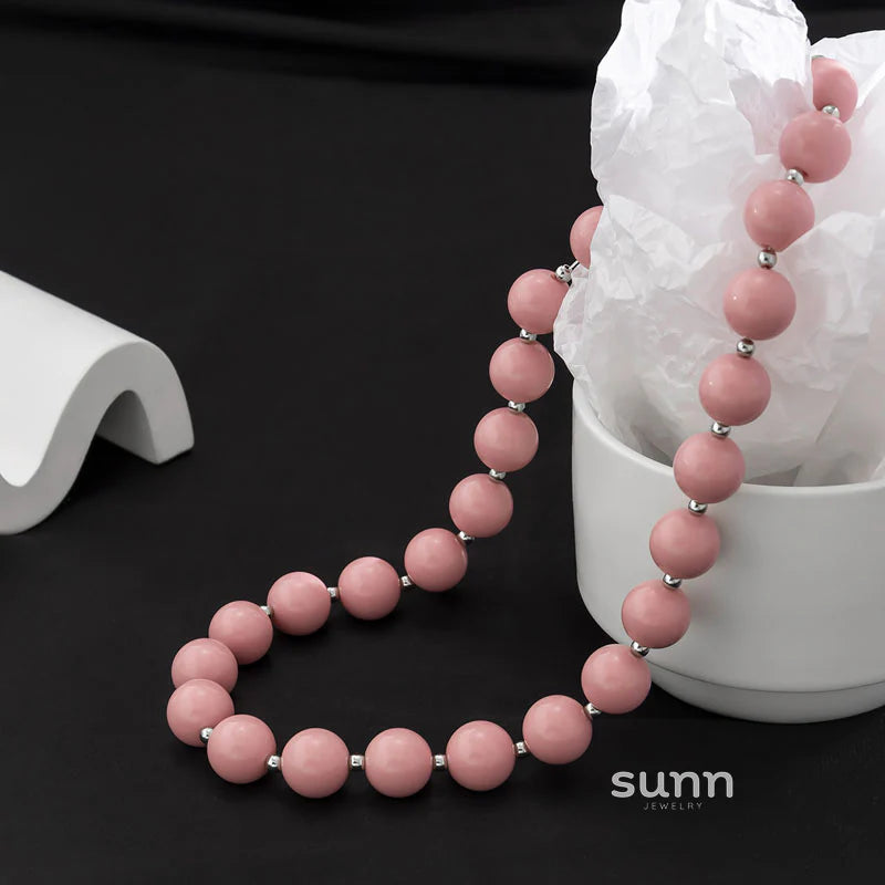 Fiona Pink Beaded Necklace