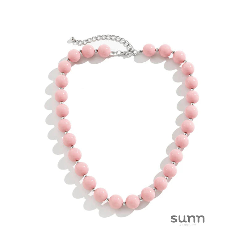 Fiona Pink Beaded Necklace