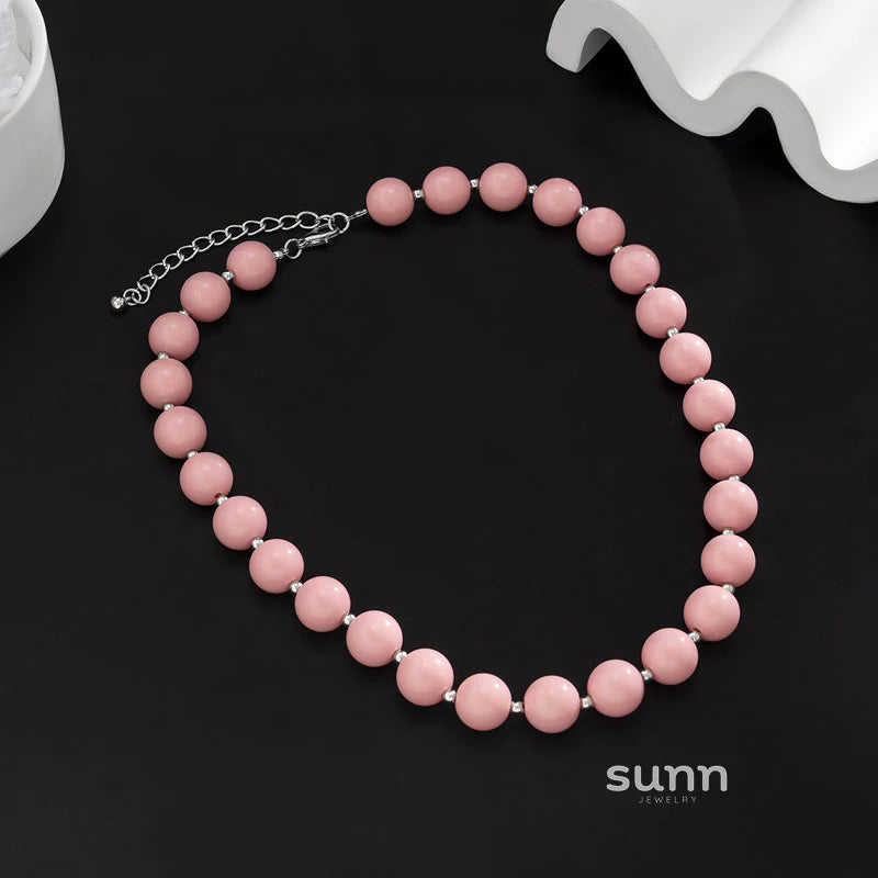 Fiona Pink Beaded Necklace