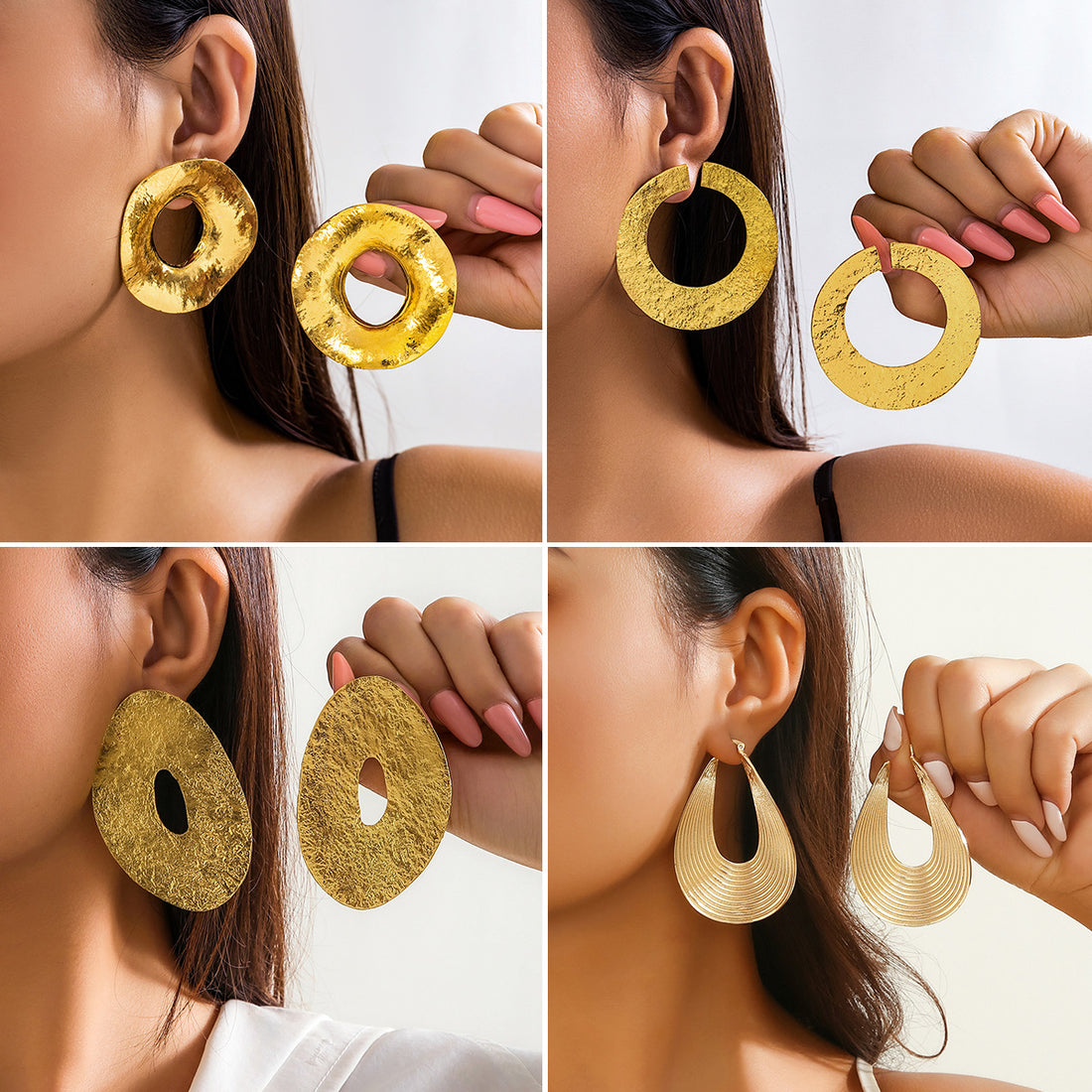 Fraidy Asymmetric Textured Earrings [KG73C4N8]