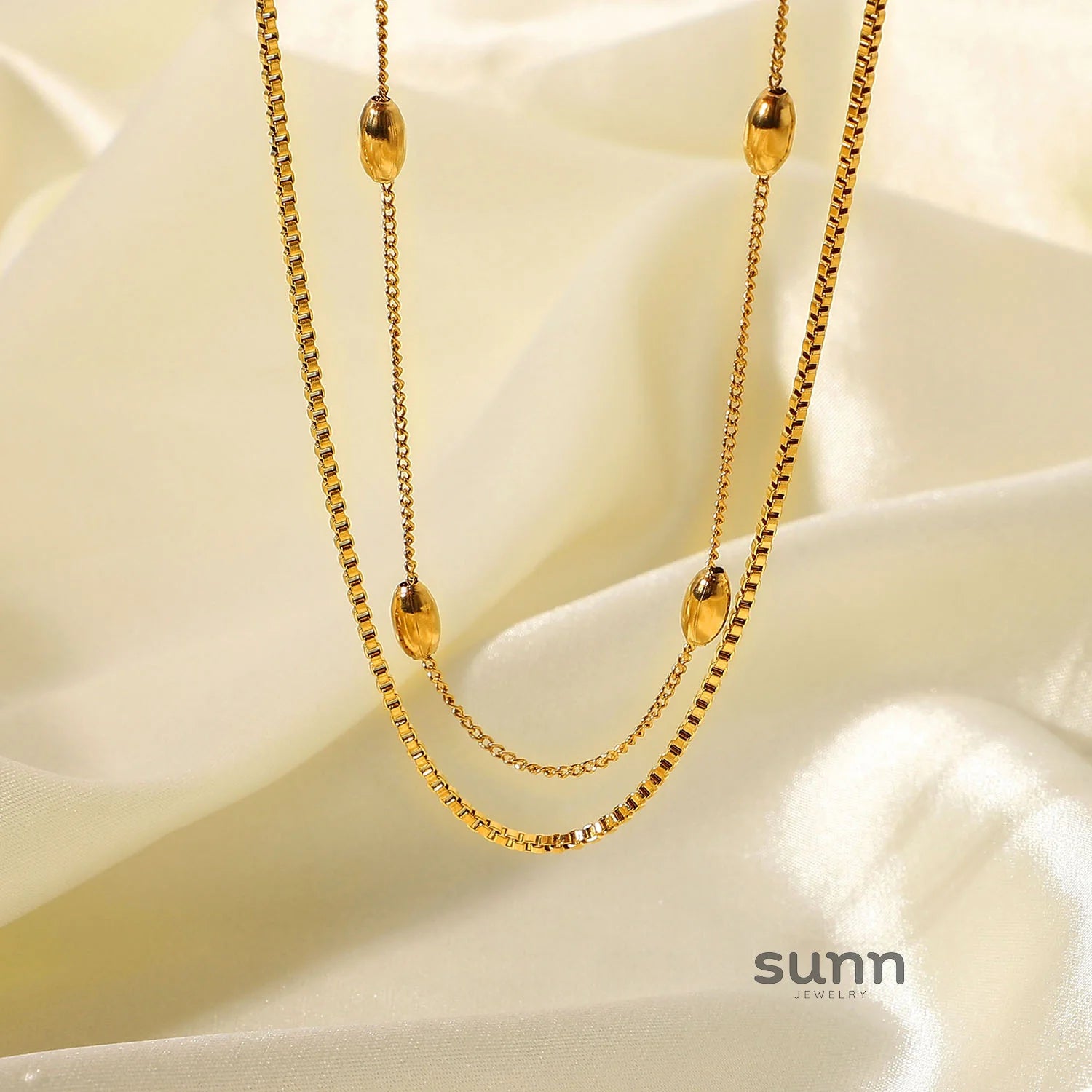 Francis Oval Bead Layered Necklace