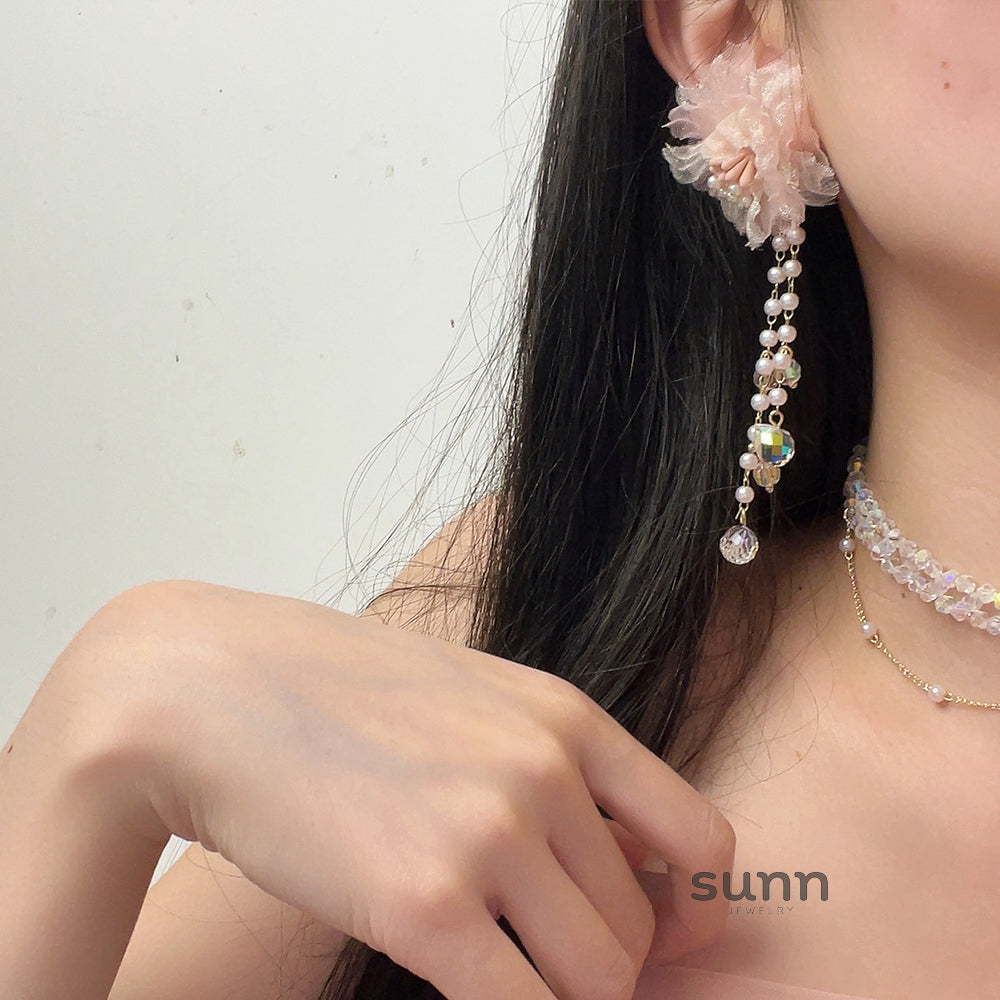 Freyja Crystal Mesh Pearl Necklace Set [XKKBVAGA]