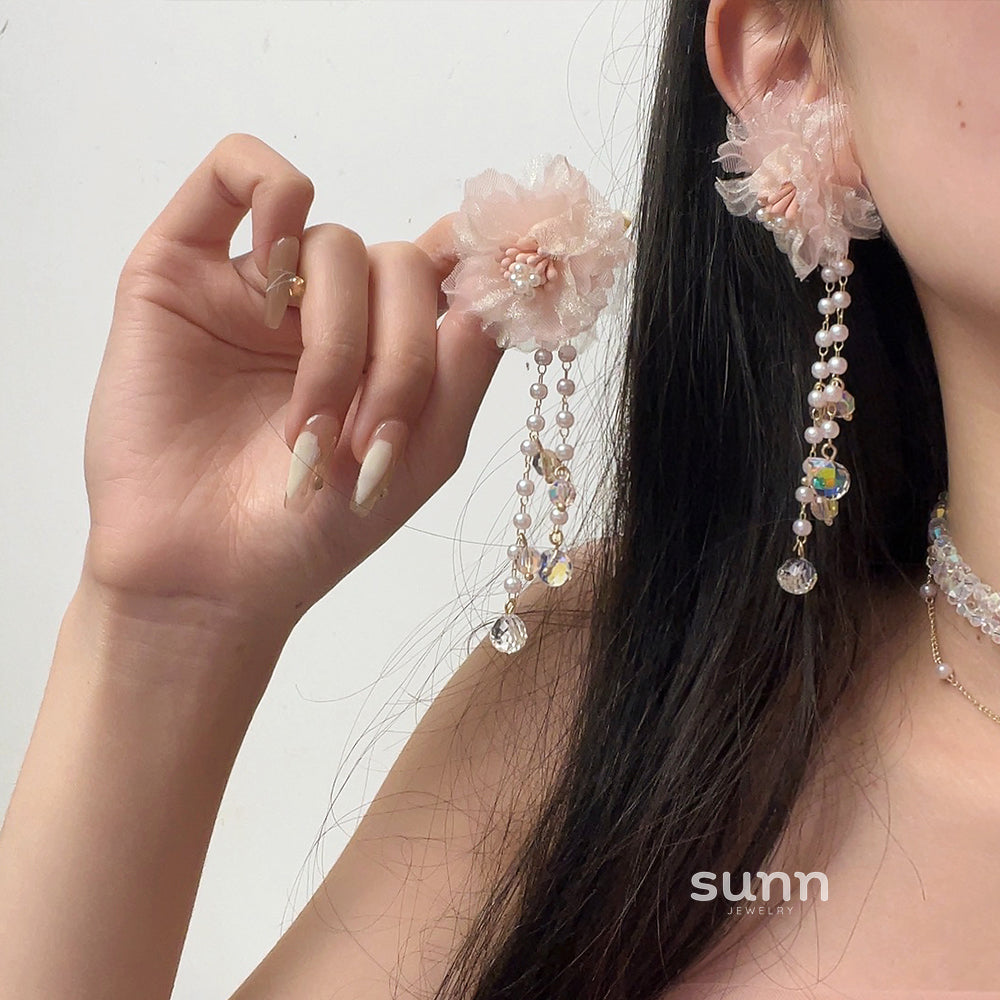 Freyja Crystal Mesh Pearl Necklace Set [CW8469QB]