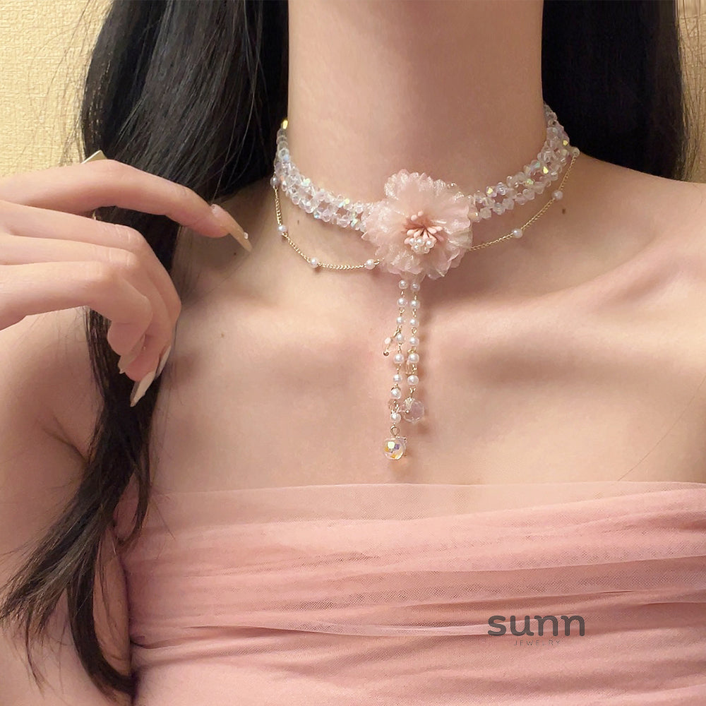 Freyja Crystal Mesh Pearl Necklace Set [VFDOGTLV]