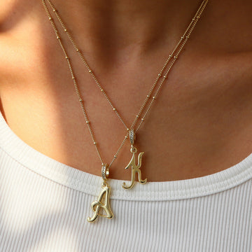 Frida Gold Cursive Initial Necklace [W48V1PI6]