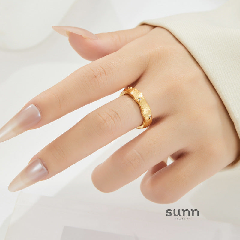 Fynlee Irregular Brushed Gold Ring [T5X4IPG3]
