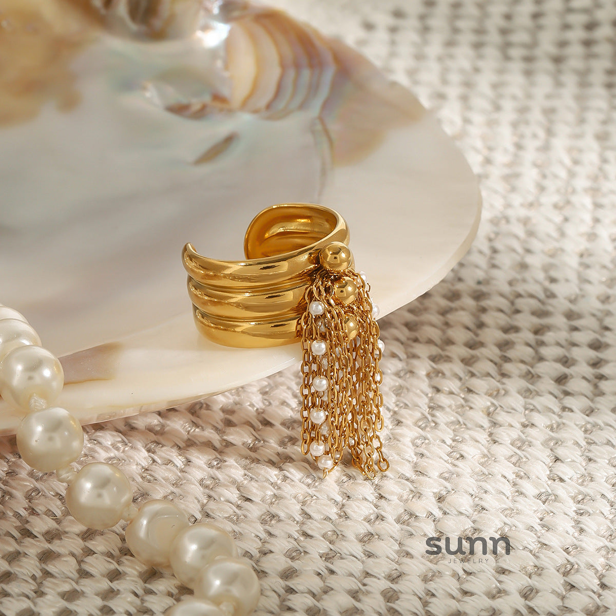 Gabriella Pearl Geometric Ring [A2GKO1SY]