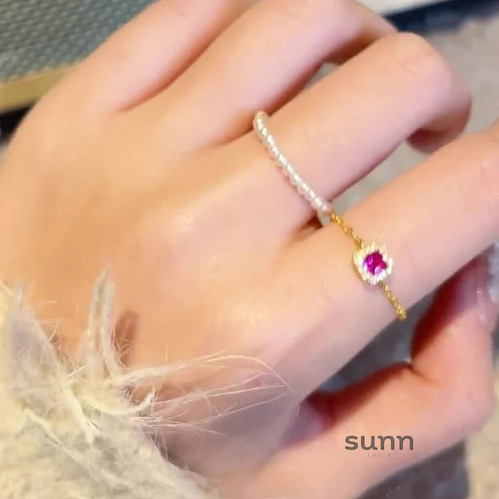 Galia Red Zircon Chain Ring