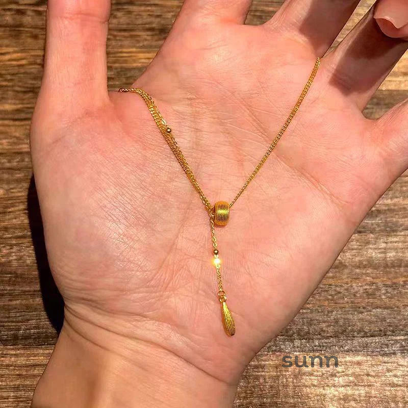 Galilee Brushed Waterdrop Tassel Necklace