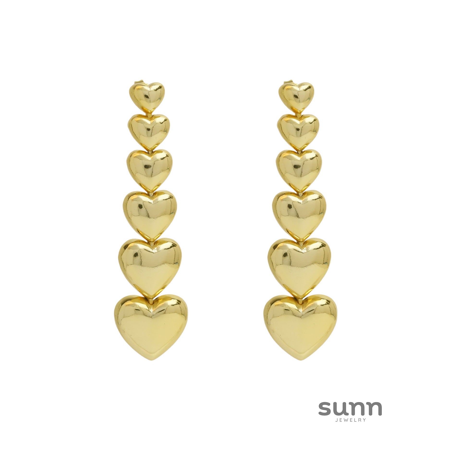 Gemma Gold Heart Drop Earrings [515MJ7L6]