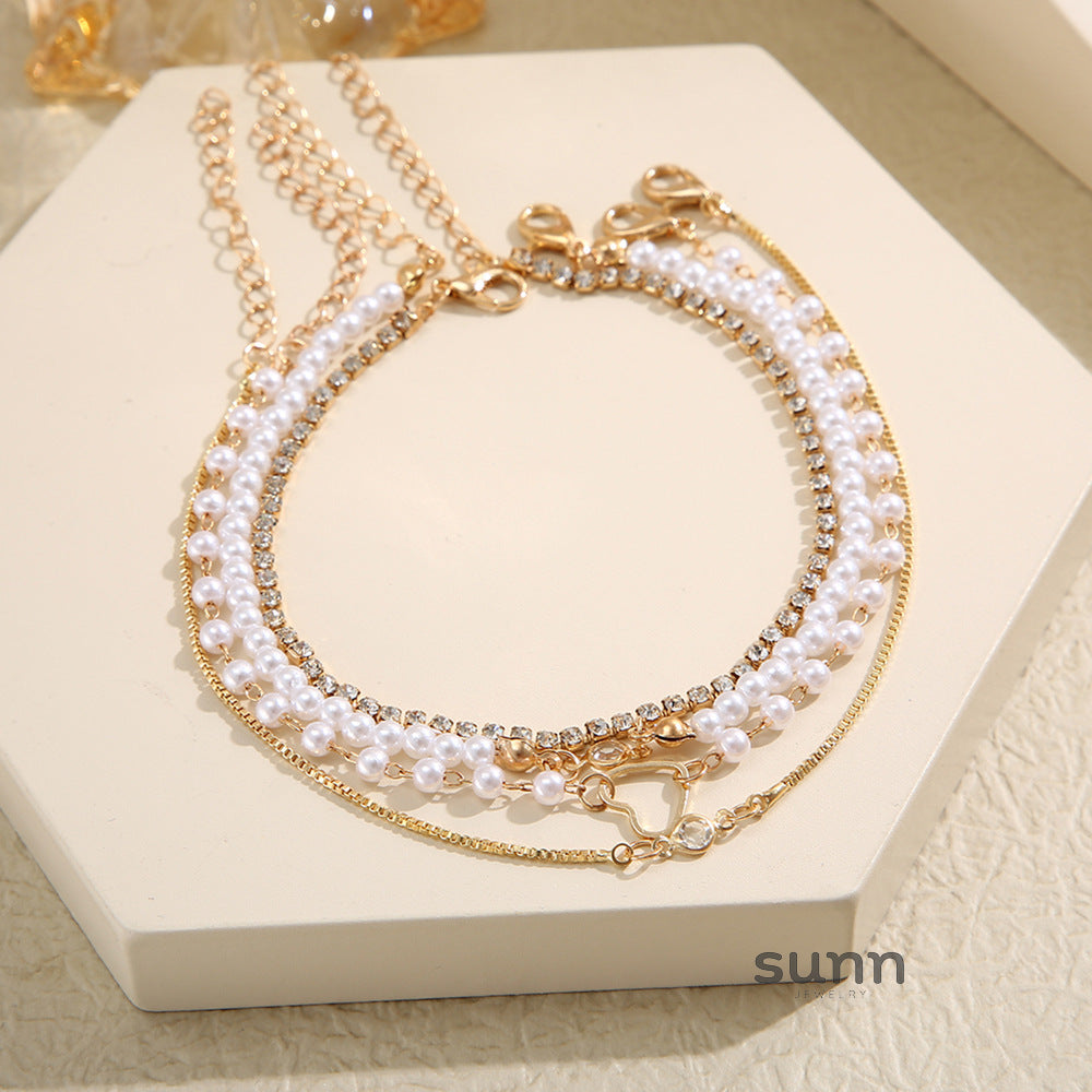 Gentry Rhinestone Pearl Bracelet Set [PLKPEENT]