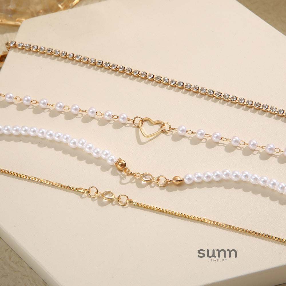 Gentry Rhinestone Pearl Bracelet Set [PK32CK54]