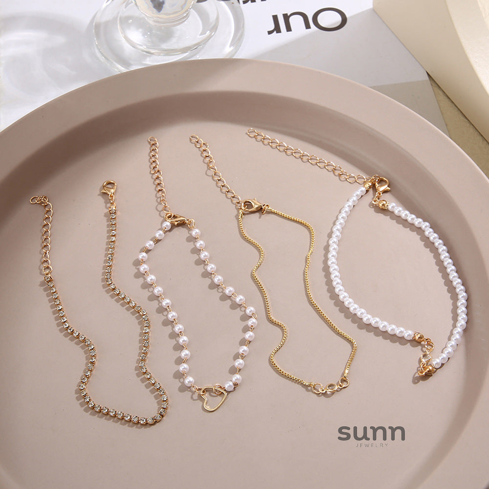 Gentry Rhinestone Pearl Bracelet Set [GB8R8UB7]