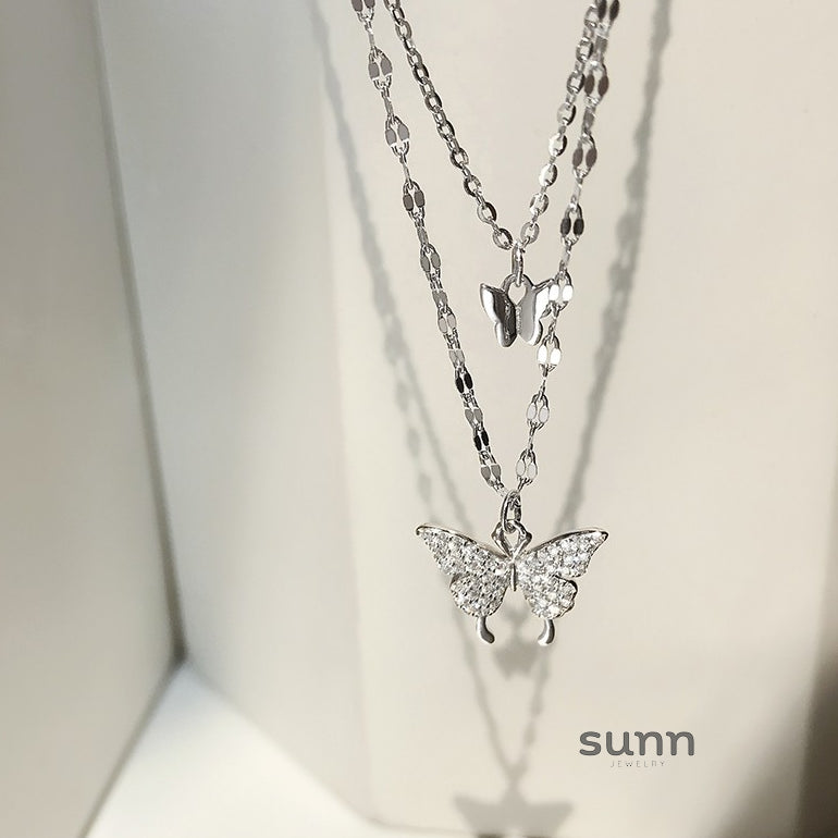 Geraldine Butterfly Double-Layer Necklace [266Z8EM9]