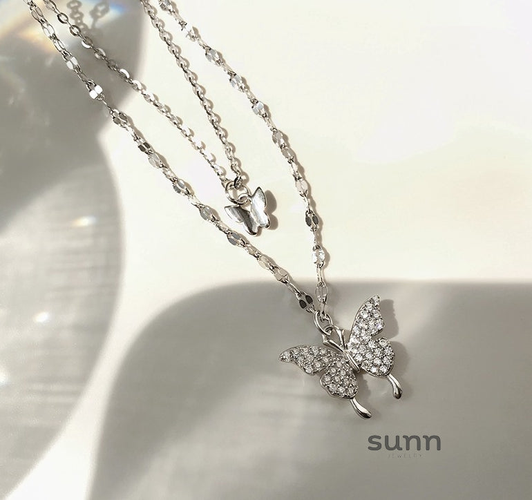 Geraldine Butterfly Double-Layer Necklace [7ORB75AA]