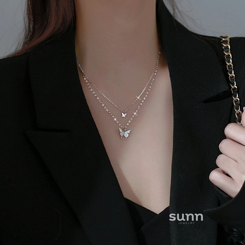 Geraldine Butterfly Double-Layer Necklace [W4ZY72HD]