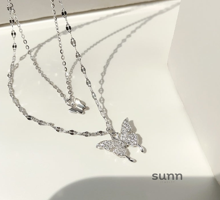 Geraldine Butterfly Double-Layer Necklace [W7GY7R9Q]