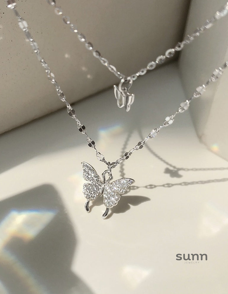 Geraldine Butterfly Double-Layer Necklace [SMKSE114]